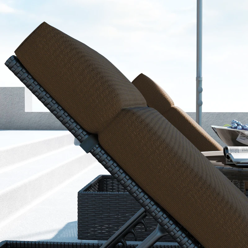 Outsunny Conjunto de 2 Colchões para Espreguiçadeira transat Alças de fixação para Jardim APENAS COLCHÕES 196L x 55l cm Castanho