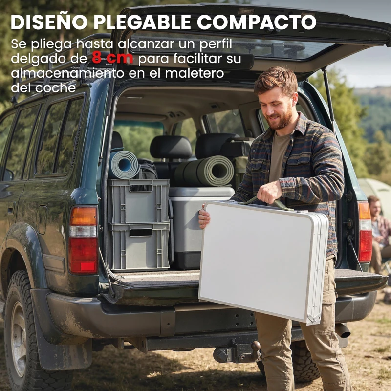 Outsunny Mesa de Cocina de Camping Plegable con Armario de Tela Oxford Marco de Aluminio para Picnic 120x47x70 cm Plateado