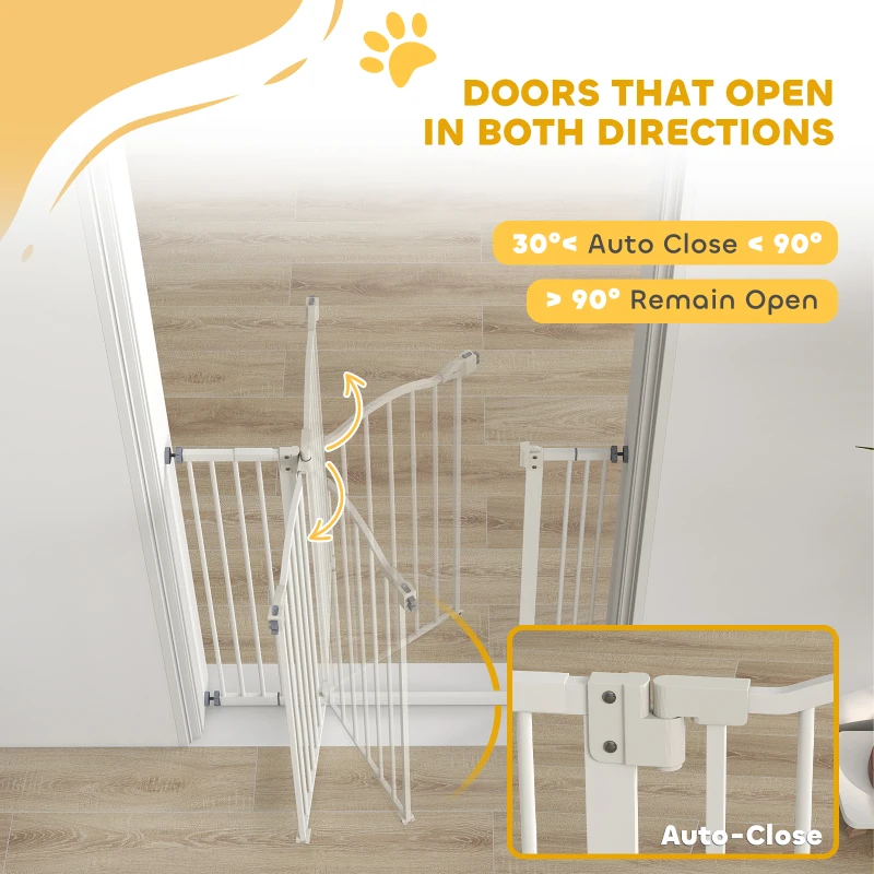 PawHut Poartă extensibilă pentru câini cu 4 șuruburi ajustabile, din metal și plastic, 74-100x94 cm, alb