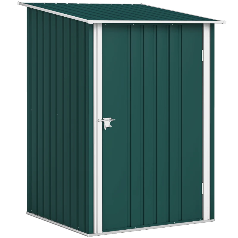Outsunny Magazie de Grădină 0,92m² din Oțel Galvanizat, Depozit Unelte cu Ușă Blocabilă, Acoperiș Înclinat, 100x104x160 cm, Verde