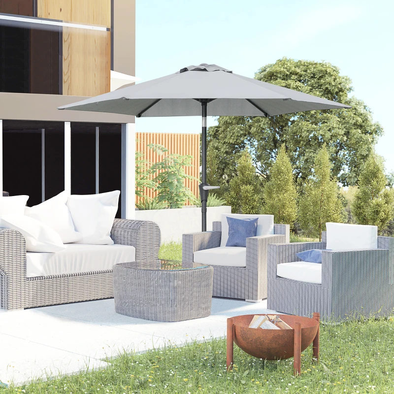 Outsunny Parasol de jardin Parasol droit hexagonal inclinable Ø 2,3 x 2,16H m métal polyester haute densité gris