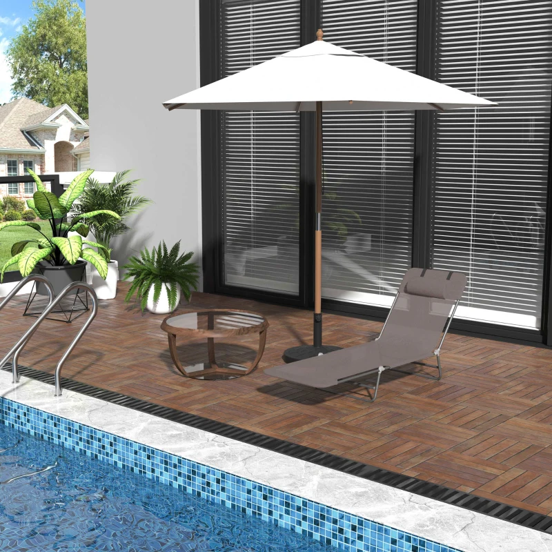 HOMCOM Chaise Longue Pliante Bain de Soleil inclinable transat textilène lit Jardin Plage 182L x 56l x 24,5H cm Chocolat