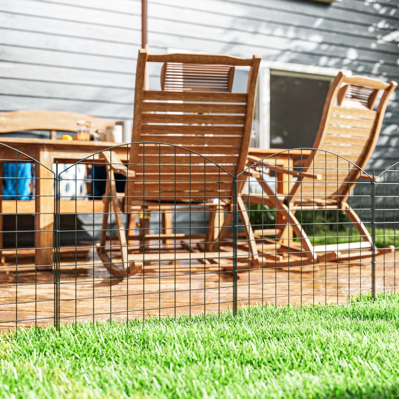 Outsunny Clôture de jardin en métal clôture décorative lot de 6 pour légumes bordure de chemin 460 x 97 cm noir