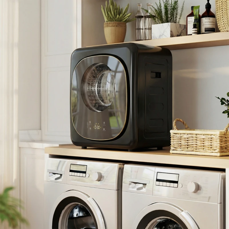 HOMCOM 4kg Vented Tumble Dryer with 5 Drying Mode, 800W Compact Freestanding Front Tumble Dryer Black