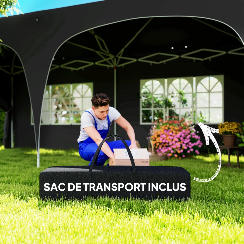Outsunny Tonnelle pliante 3 x 6m Pop Up, UPF50+ Hauteur ajustable, avec sac de transport et sacs de sable, gris foncé