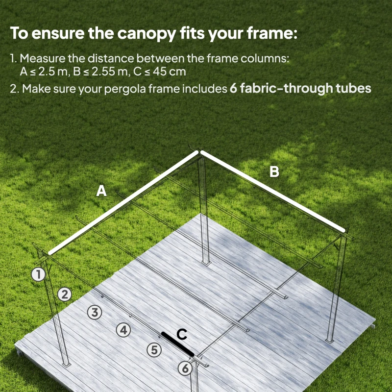 Outsunny Zapasowy dach do pergoli 3 x 3 m, rozsuwany, z otworami odprowadzającymi wodę, odporny na warunki pogodowe, poliester, jasnoszary