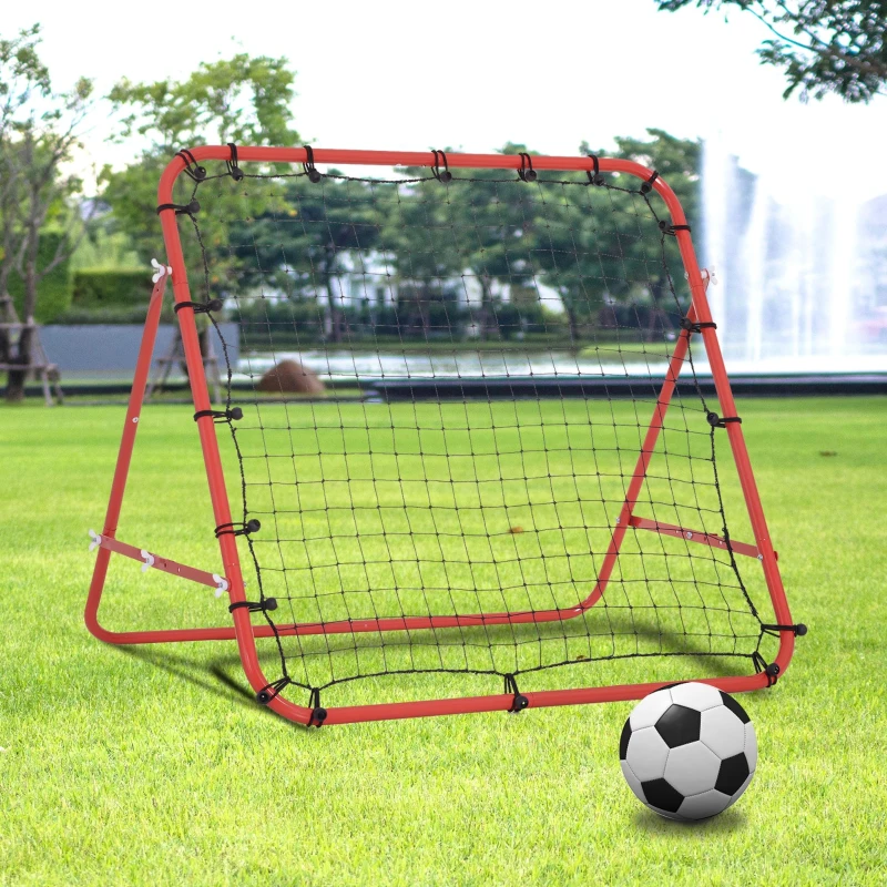 HOMCOM Plasă de revenire din metal unghi reglabil și 20 de corzi elastice pentru antrenament fotbal, tenis, handbal 96x80x96