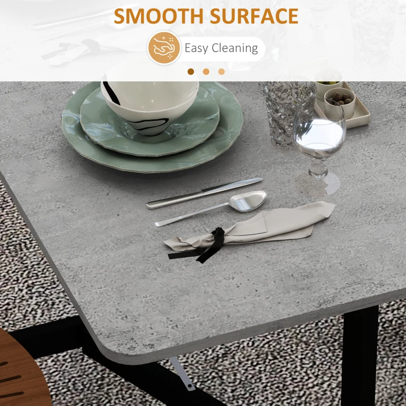 HOMCOM Stół dla 4-6 Osób, Składany Stół na Kółkach, Stelaż ze Stali, 52,5-120 x 80 x 73 cm, Szary