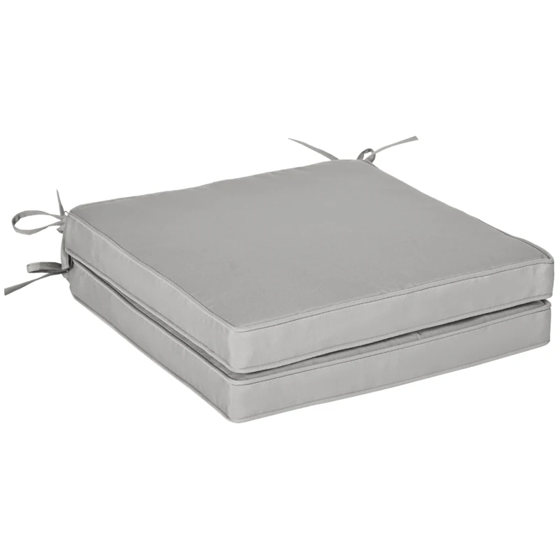 Outsunny Set de 2 perne pentru scaun/fotoliu de grădină Perne de șezut cu husă detașabilă Umplutură 5 cm Poliester Gri deschis