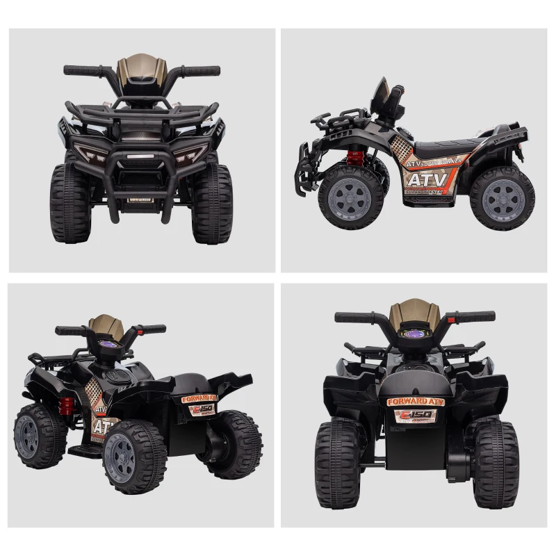 HOMCOM Quad electric pentru copii 6V, cu funcție înainte, muzică, quad electric pentru copii 1,5-3 ani Negru