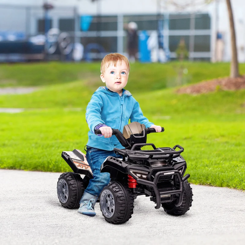 HOMCOM Quad electric pentru copii 6V, cu funcție înainte, muzică, quad electric pentru copii 1,5-3 ani Negru