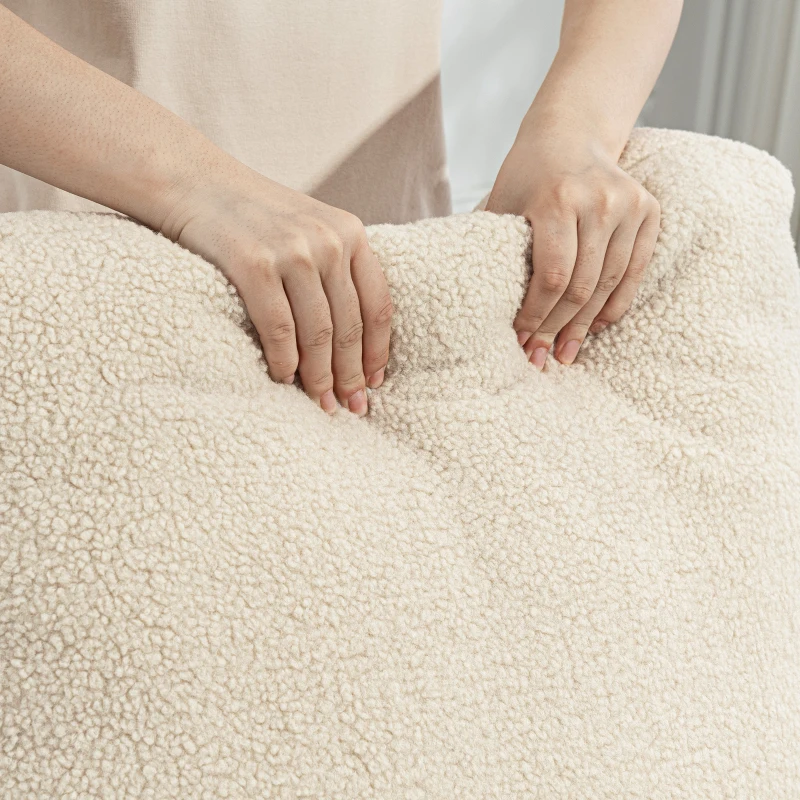 HOMCOM Fotel Relaksacyjny z Pokryciem Fleece, Regulowane Oparcie, Fotel Tapicerowany, Stal, Beżowy