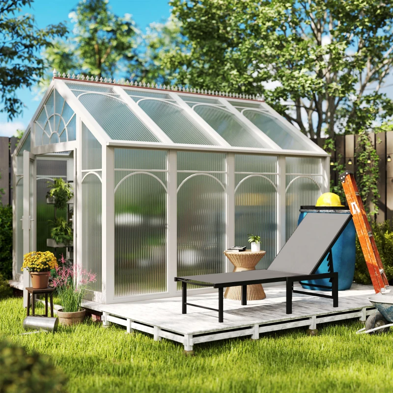 Outsunny Chaise longue jardin extérieur chaise longue inclinable 5 positions réglables assise en textilène gris