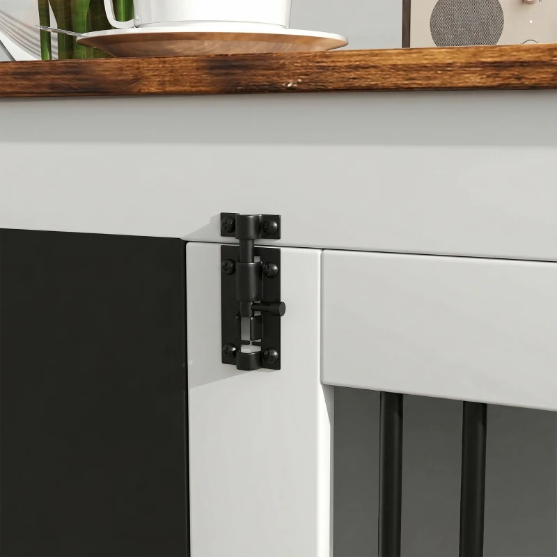 PawHut Cușcă pentru câine cușcă interioră cu 2 uși tablă neagră pentru câini talie medie 20 kg 80 x 60 x 70 cm alb