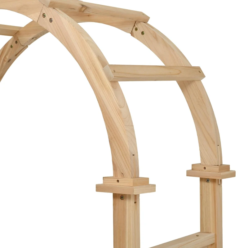 Pflanzkübel mit Spalier und Torbogen, 3‑in‑1-Design – Torbogen mit Rankgitter, 194x50x194 cm, Naturfarbe