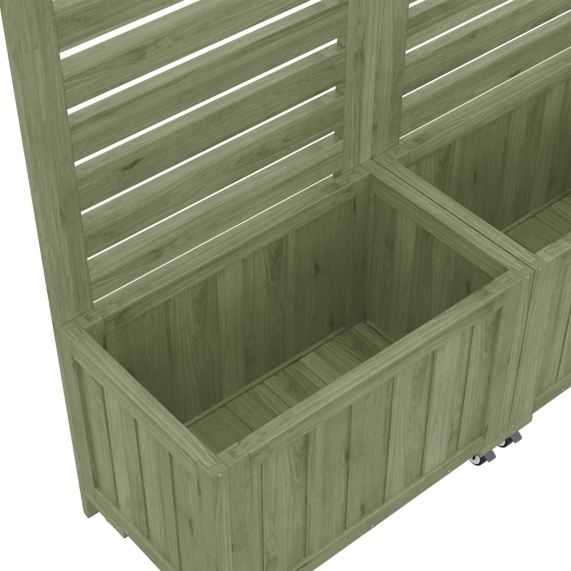 Pflanzkübel mit Spalier, 2 große Pflanzkästen und 2 Gartenspaliere als Kletterhilfe, 102,5 x 32 x 152,5 cm, Grün