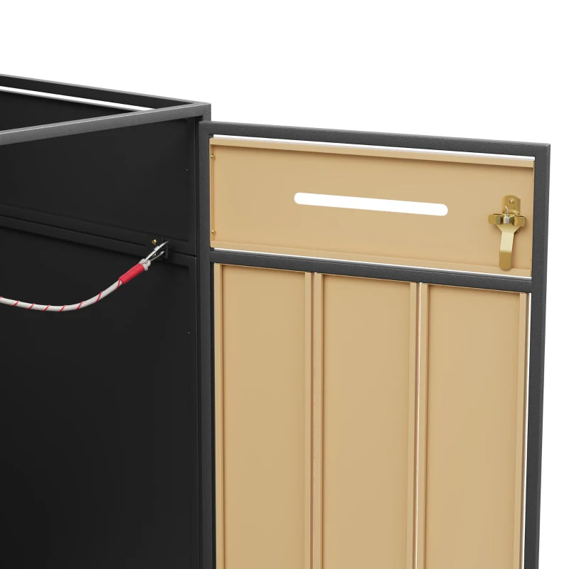 Mülltonnenbox mit Belüftungslöchern, für 2x 120–240 l und den Außenbereich geeignet, 132x84,5x118 cm, Grau+Naturfarbe