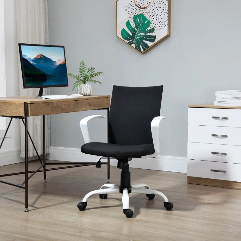 Vinsetto Fauteuil de bureau, chaise pivotante ergonomique hauteur réglable 61 x 61 x 99 cm noir et blanc