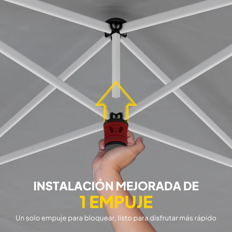 Outsunny Carpa Plegable 6x3 m con Tiras Reflectantes UPF 50+ Fácil Montaje Sistema Central de Bloqueo Impermeable Beige