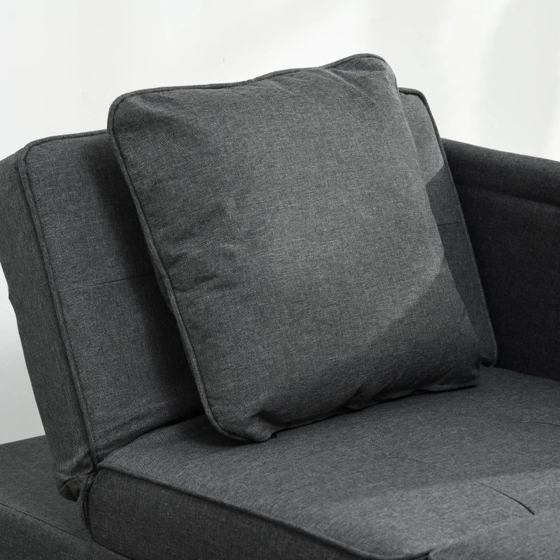 HOMCOM Convertible Single Sofa Bed, 3-in-1 Multi-Functional Sleeper Chair Bed with Magazine Pocket, Grey