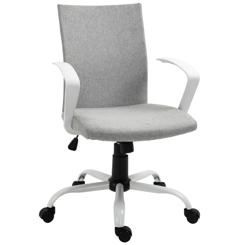 Vinsetto Chaise bureau fauteuil de bureau chaise ergonomique avec hauteur réglable, fonction à bascule, siège de bureau à roulettes pivotantes, charge 120 Kg, 61 x 61 x 99 cm gris clair et blanc
