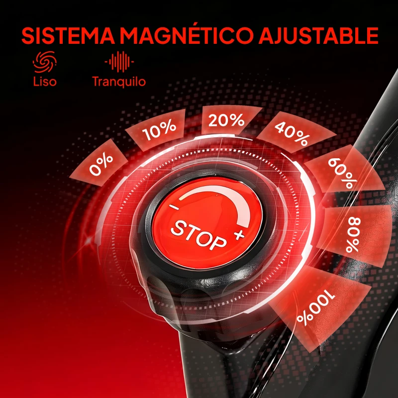 SPORTNOW Bicicleta Estática en Casa con Resistencia Magnética Regulable Pantalla LCD Asiento y Manillar Ajustables Ruedas Negro