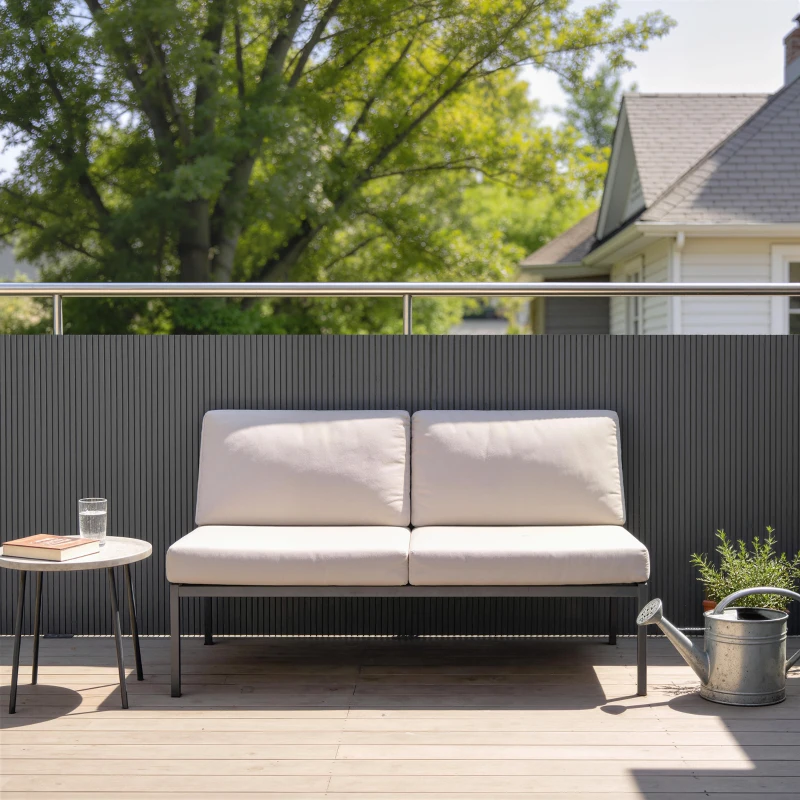 Outsunny 2Pcs Plastic Privacy Screening Fence, 1m x 3 m Waterproof Windbreak Fence, Dark Grey