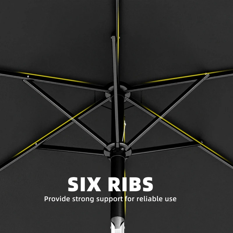 Outsunny 2m Garden Parasol Umbrella, Outdoor Table Parasol Umbrella with Crank Handle, Tilt Function, UV30+ Protection