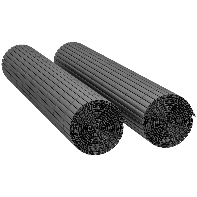 Outsunny 2Pcs Plastic Privacy Screening Fence, 1m x 5 m Waterproof Windbreak Fence, Dark Grey