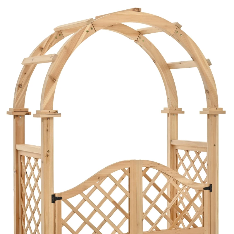 Pflanzkübel mit Spalier und Torbogen, 3‑in‑1-Design – Torbogen mit Rankgitter, 194x50x194 cm, Naturfarbe