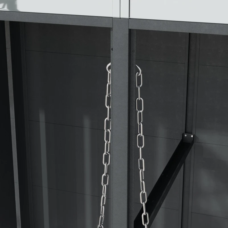 Abschließbare Mülltonnenbox, für 4 Standardtonnen mit integriertem Blumentrog, 264x80x124.5 cm, Grau+Naturfarbe