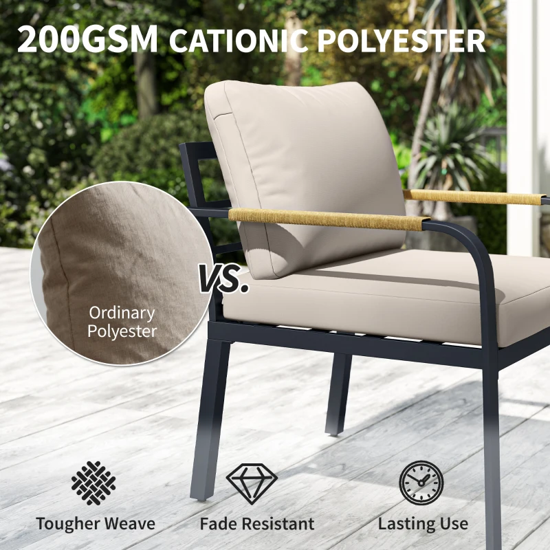 Outsunny 7 Seater Garden Furniture Set, Metal Garden Sofa Set with Cushions, Outdoor Furniture Conversation Sets, Khaki