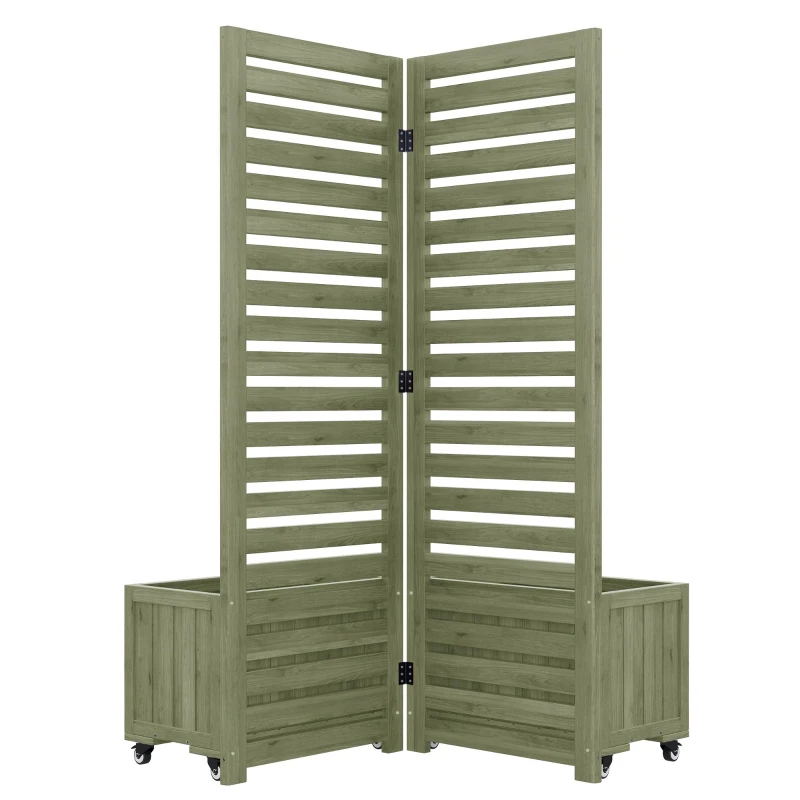 Pflanzkübel mit Spalier, 2 große Pflanzkästen und 2 Gartenspaliere als Kletterhilfe, 102,5 x 32 x 152,5 cm, Grün