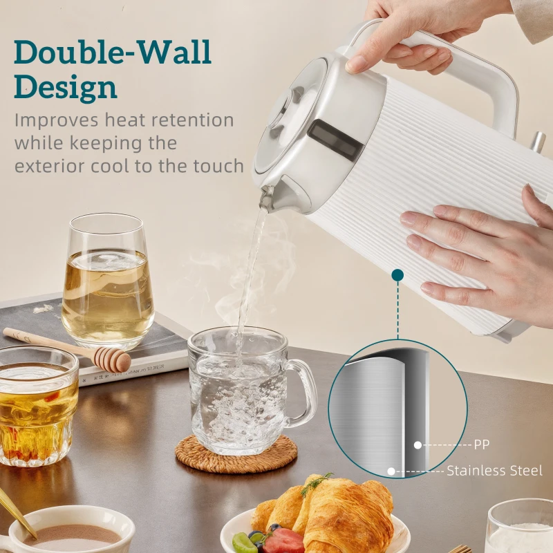 HOMCOM Electric Stainless Steel Kettle and Toaster Set, 3000W 1.7L UK Strix Thermostat Fast Boil Kettle w/ Limescale Filter, Cool Touch Body, 4 Slice Toaster with 7 Browning Levels, White