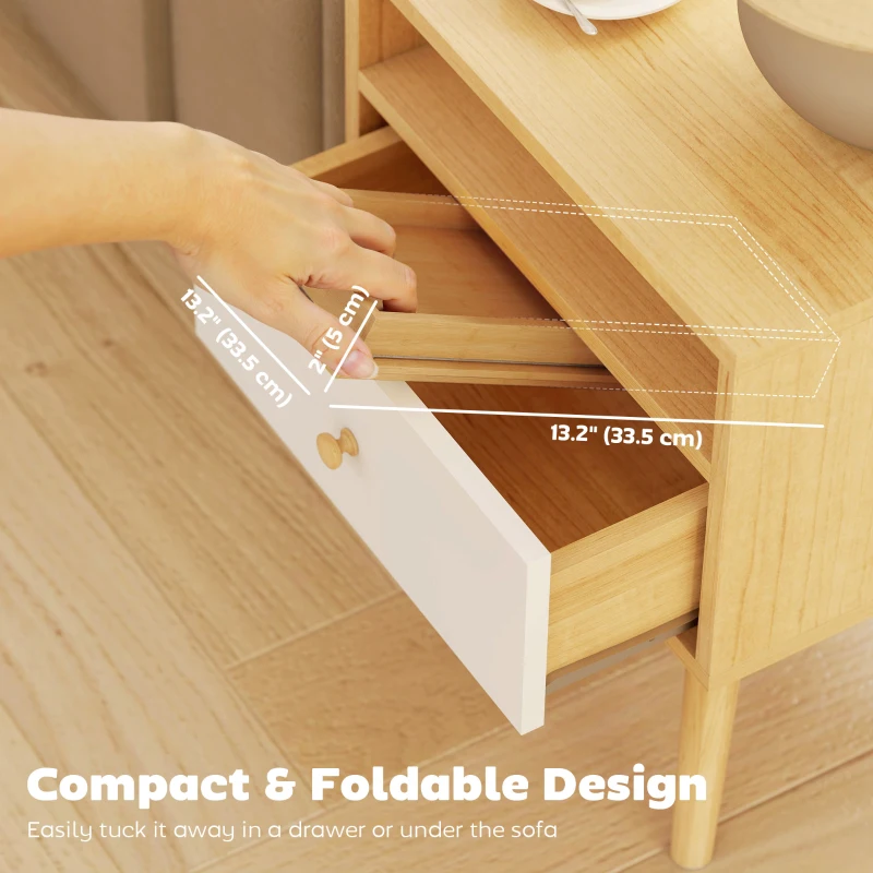 HOMCOM Tavă pentru Brațul Canapelei din Lemn de Bambus, Tăviță Flexibilă cu Tavă, Culoare Lemn