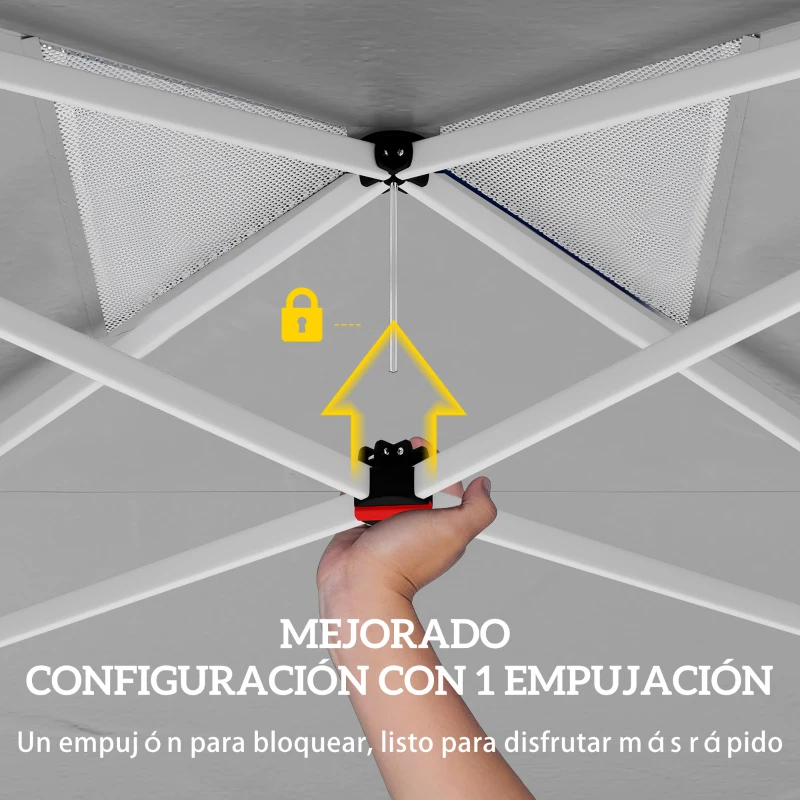 Outsunny Carpa Plegable Pop-up 3x3 m con Bloqueo Central Altura Ajustable Bolsa Transporte con Ruedas y Sacos de Arena Azul