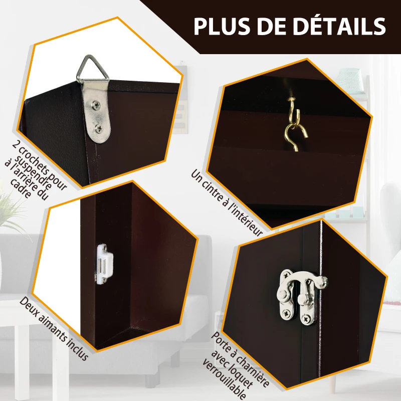 Frame box T-frame cadre pour maillot porte acrylique doublure interne feutre 60L x 7l x 80H cm marron