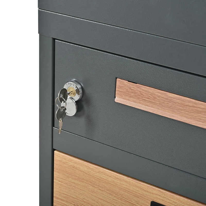 Paket- und Briefkasten mit integriertem Blumentrog, 50x37x118,5 cm, Grau+Naturfarbe