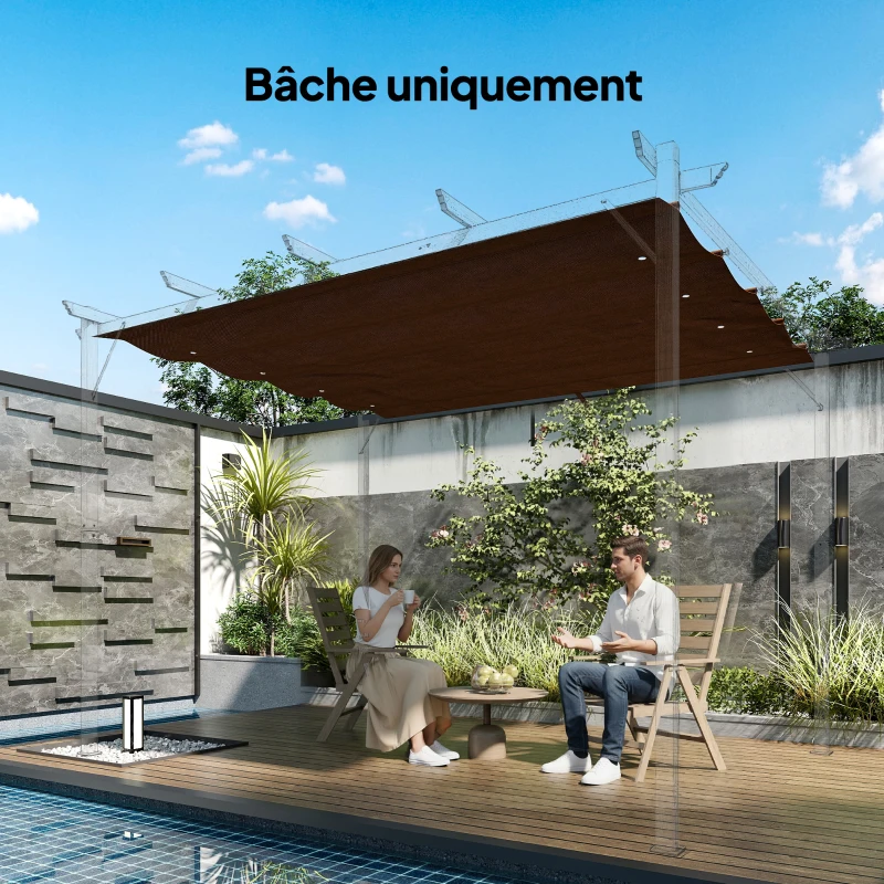 Outsunny Toile de toit de rechange pour pergola toile de remplacement protection solaire Anti-UV pour pergola de 3 x 2 m café