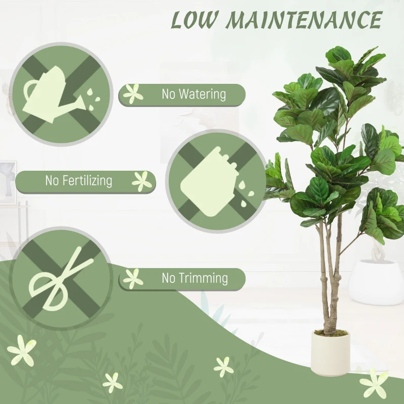 HOMCOM 180cm Artificial Fiddle Leaf Fig Tree - Green