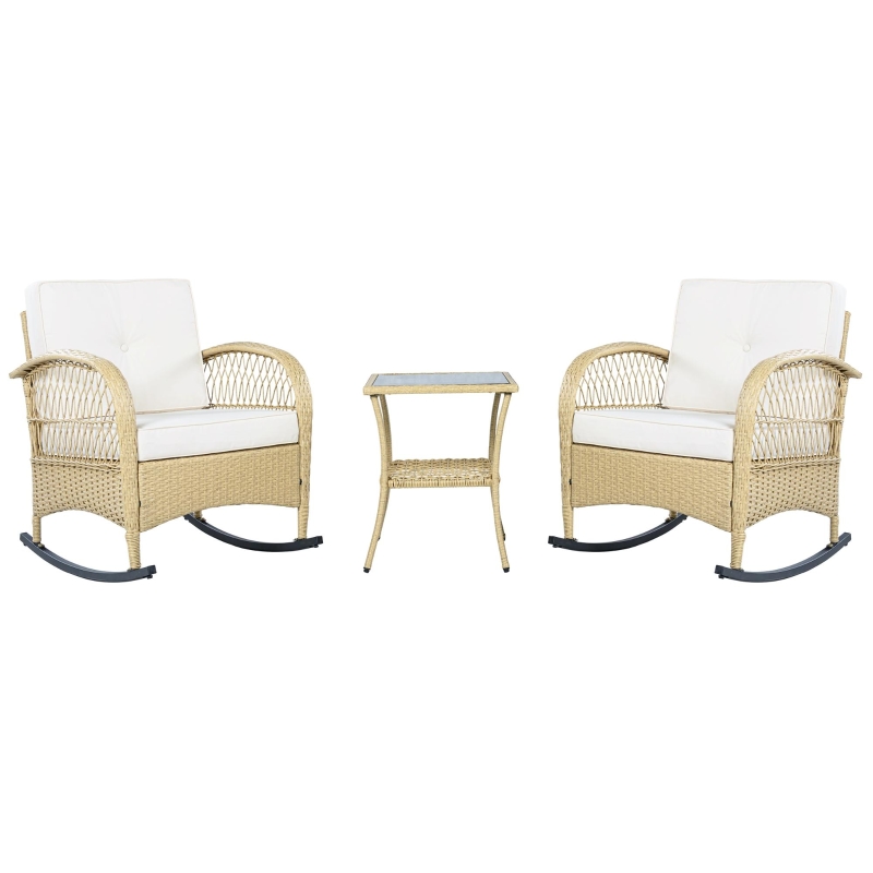 Rattan-Balkongarnitur (3-teilig), Beige