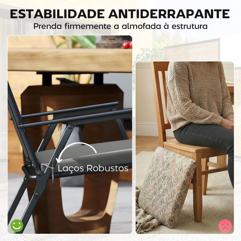 Outsunny Conjunto de Almofadas para Cadeiras de Jantar 46x42x7 cm 6 Peças com Capa Lavável e Laços Impermeável Anti-UV Cinza Escuro
