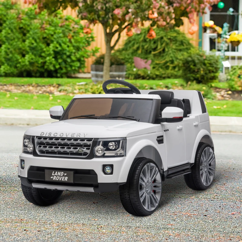 HOMCOM Voiture véhicule électrique Enfants 12 V - Télécommande parentale fournie - V. Max. 5 Km/h - Effets sonores, Lumineux - Land Rover Discovery HSE Blanc