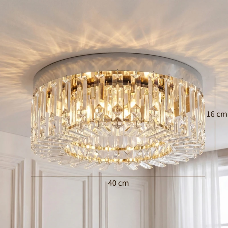 HOMCOM Crystal Chandeliers with 160 Crystal Pendants, 6-Light Ceiling Light for Living Room, Bedroom Dining Room, Silver Tone