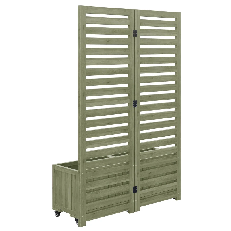 Pflanzkübel mit Spalier, 2 große Pflanzkästen und 2 Gartenspaliere als Kletterhilfe, 102,5 x 32 x 152,5 cm, Grün