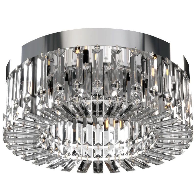 HOMCOM Crystal Chandeliers with 160 Crystal Pendants, 6-Light Ceiling Light for Living Room, Bedroom Dining Room, Silver Tone