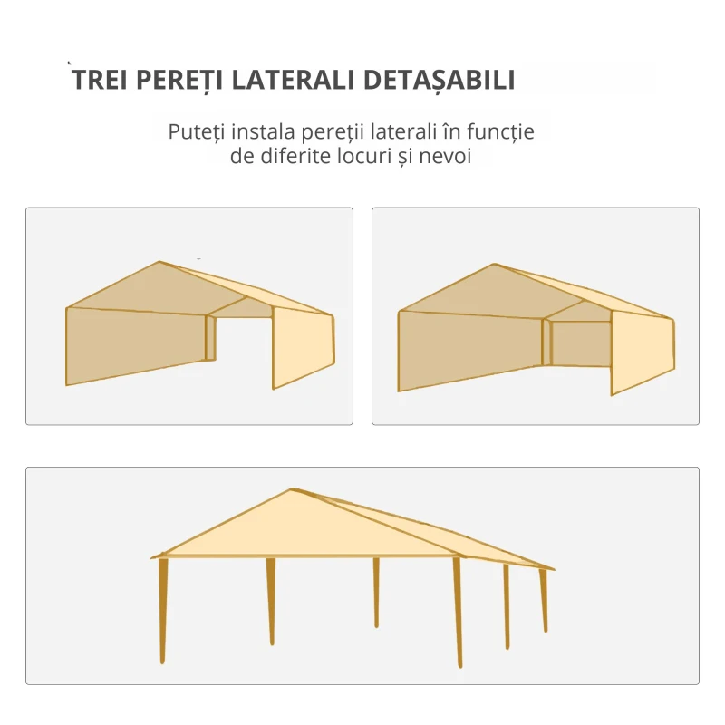 Outsunny Cort de Grădină cu Orificii de Drenaj, Pereți Detașabili și Ferestre, 6x3 m, Verde