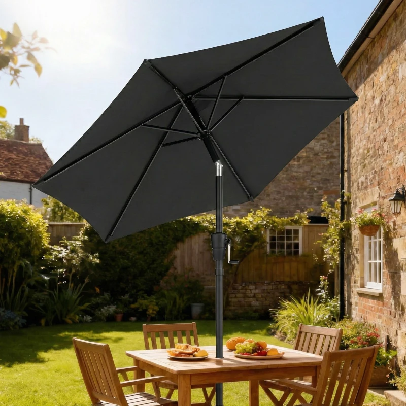 Outsunny 2m Garden Parasol Umbrella, Outdoor Table Parasol Umbrella with Crank Handle, Tilt Function, UV30+ Protection