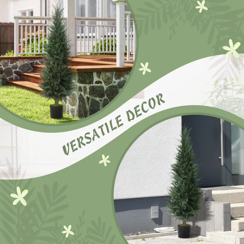 HOMCOM Sztuczna Cyprysowa Roślina 120 cm z Mchem, Odporna na UV Plastikowa Roślina w Doniczce, Dekoracyjny Sztuczny Drzewko do Salonów, Sypialni, Biur, Ogrodów, Prezent