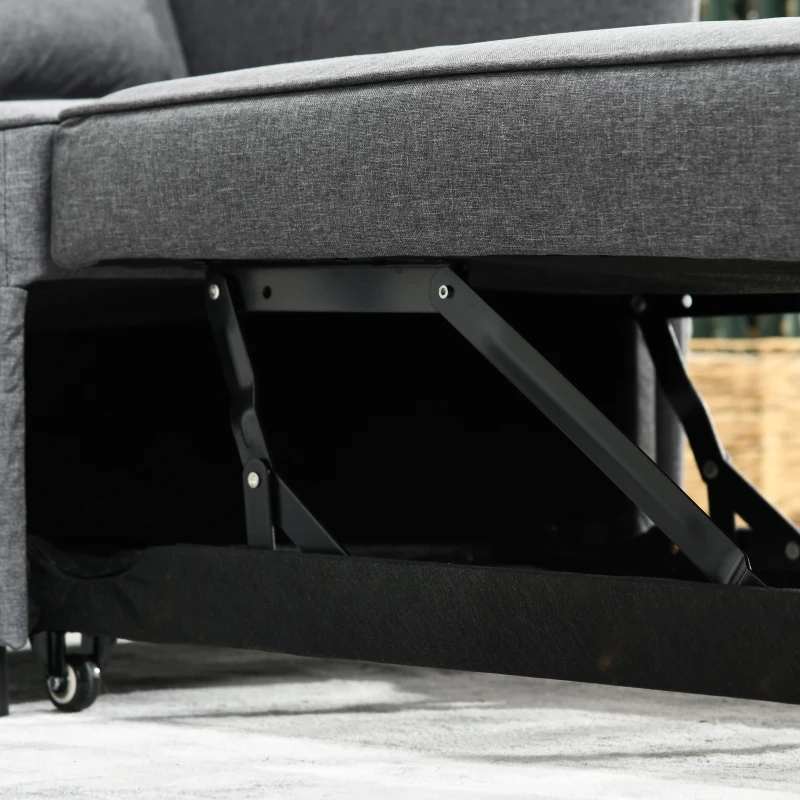 HOMCOM Convertible Single Sofa Bed, 3-in-1 Multi-Functional Sleeper Chair Bed with Magazine Pocket, Grey